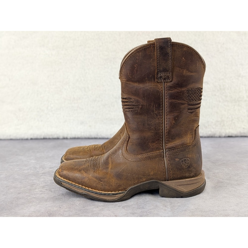 Ariat Kids Sport Patriot Distressed Brown Leather Western Boots 10040366 Size 13